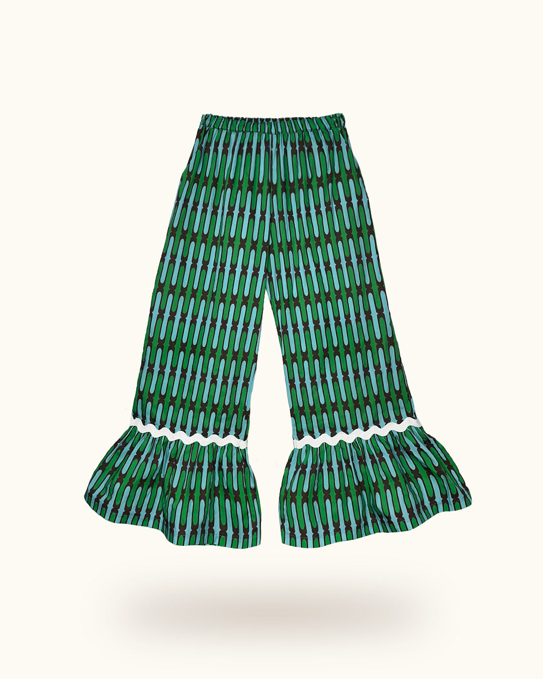 Green Wave Ruffle Pants